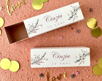 50th birthday favor boxes, anniversary favor, powder pink, guest gift, personalized fiftieth place card