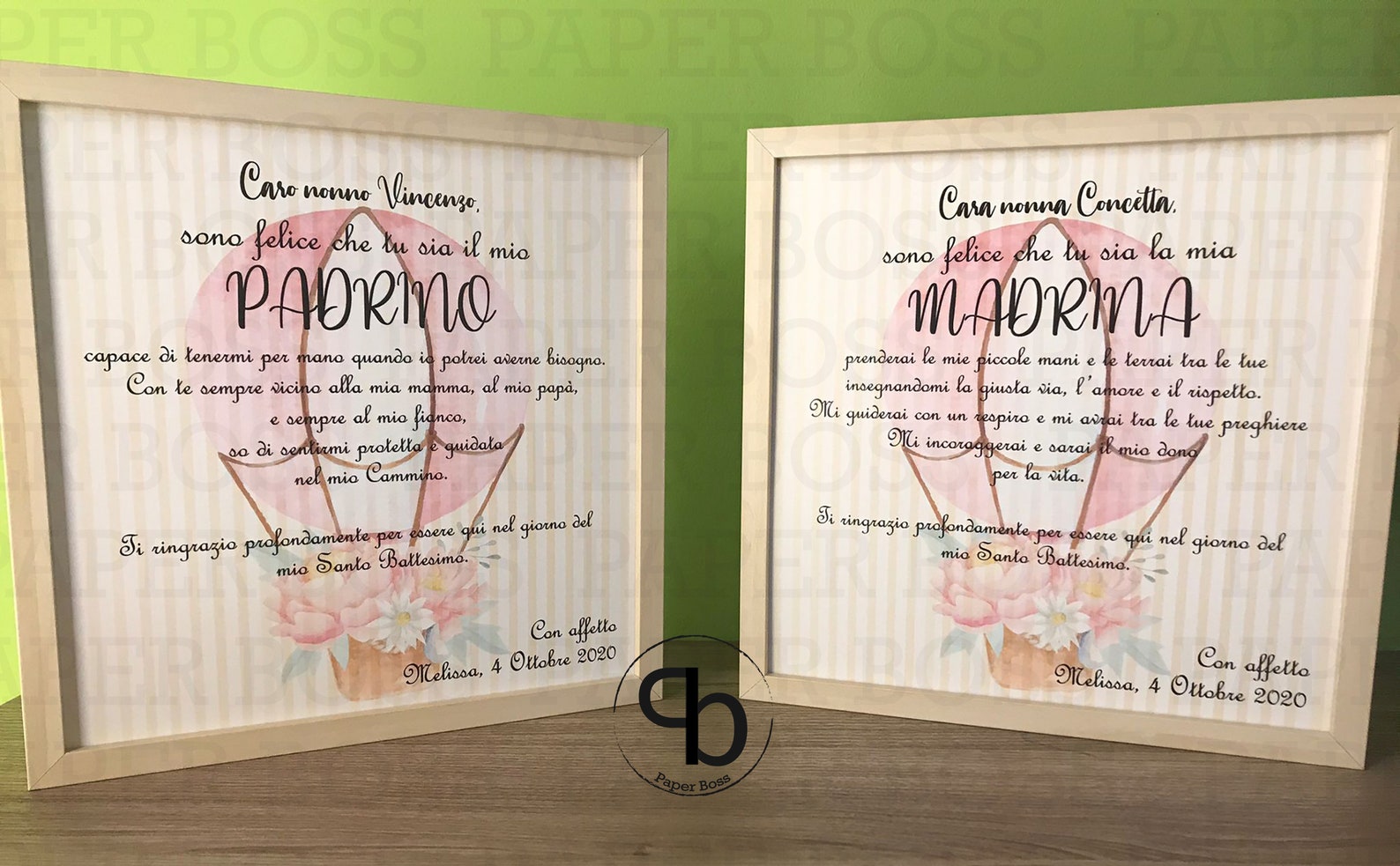 Quadri idea regalo per Madrina e Padrino bomboniere per - Etsy Italia