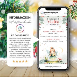 Invito digitale battesimo natale, invito tema fatina, invito whatsapp battesimo, biglietto battesimo tema fata, invito web personalizzato
