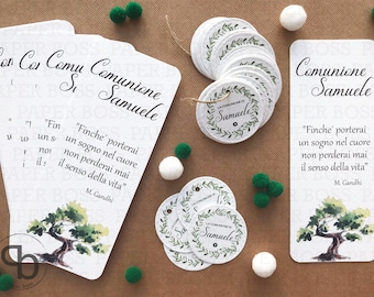 10 Tickets for olive themed favors, placeholder cards for guests, bonsai theme communion, baby baptism tag, olive baptism tag
