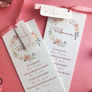 10 Segnaposto battesimo bimba, segnalibri personalizzati per battesimo, biglietto di ringraziamento bomboniera, tag battesimo personalizzate