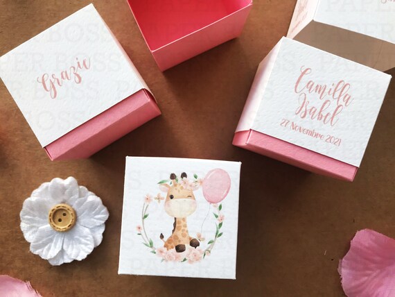 10 Scatoline personalizzate per confetti Battesimo bimba, confettata battesimo, compleanno bambina, bomboniera segnaposto, confetti bambina