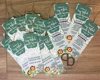 15 Cartellini Personalizzati Animali Safari - Bigliettini Per Bomboniere Compleanno Battesimo Con Nome - Foto 2