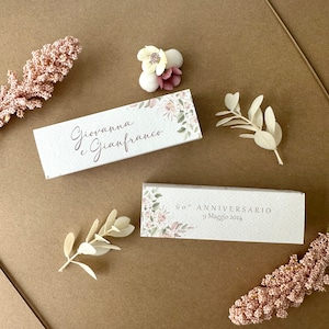 Scatole porta confetti anniversario di matrimonio, bomboniera con rose, scatoline verde oliva, cadeau invitati, nozze di diamante