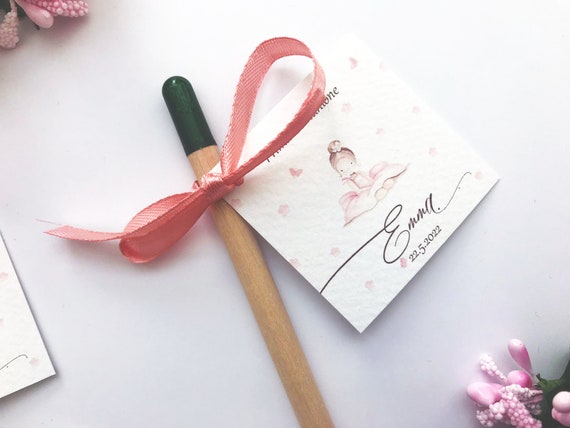 10 bomboniere prima comunione con matita, segnaposto personalizzato  ballerina, cadeau per ospiti, regalo nascita bimba, bomboniera bambina -   Portugal