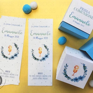 10 scatoline per confetti prima comunione, segnaposto personalizzato comunione bimbo, confettata comunione maschio, scatole personalizzate