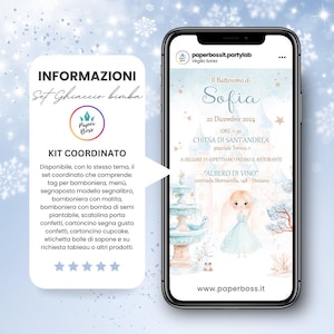Invito digitale battesimo natale, invito tema ghiaccio, invito whatsapp principessa, biglietto santo battesimo, invito web personalizzato