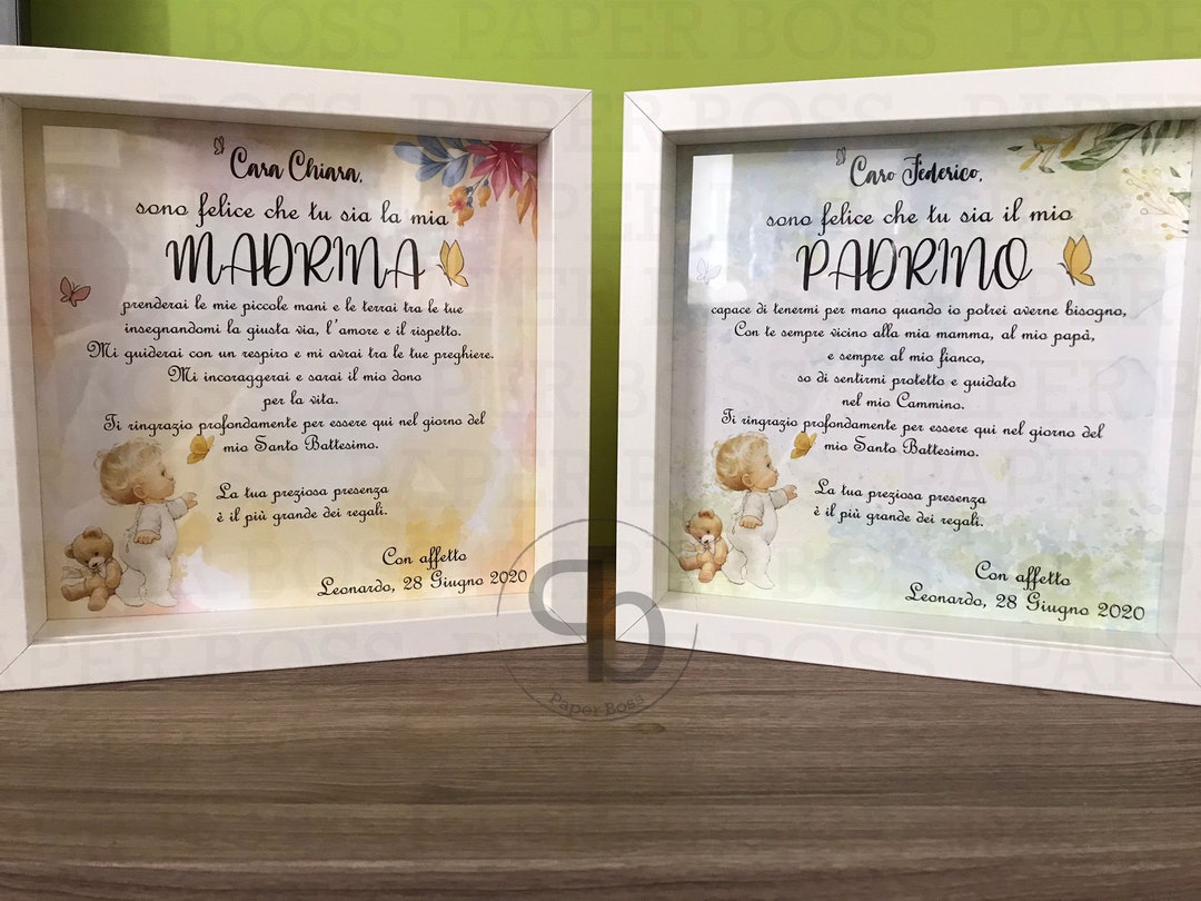 Cosa Si Regala Al Padrino Di Battesimo Quadri idea regalo per Madrina e Padrino, bomboniere per madrina di