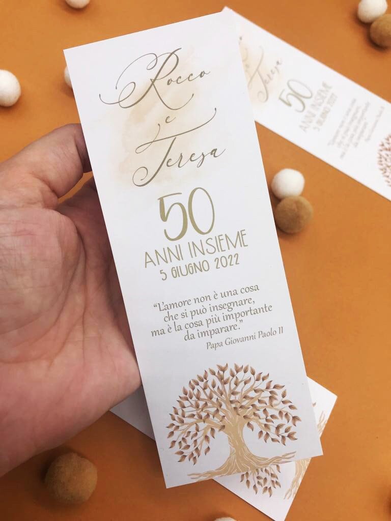 Anniversario di matrimonio, 50 anni, segnalibro personalizzati, segnaposto,  biglietto albero della vita, regalo anniversario, nozze d'oro -  Italia