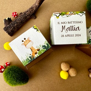 Scatola confetti battesimo, tema giungla, animali del bosco, festa bambino savana, confettata battesimo, allestimento jungle, bomboniera