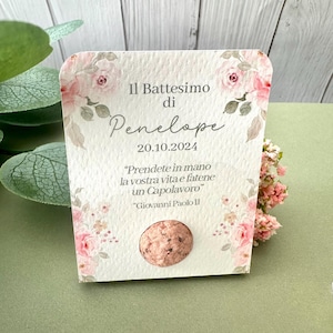 Bomboniere piantabili battesimo, bombe semi, regalo nascita personalizzato, carta piantabile, segnaposto fiori e rose, pensierino festa