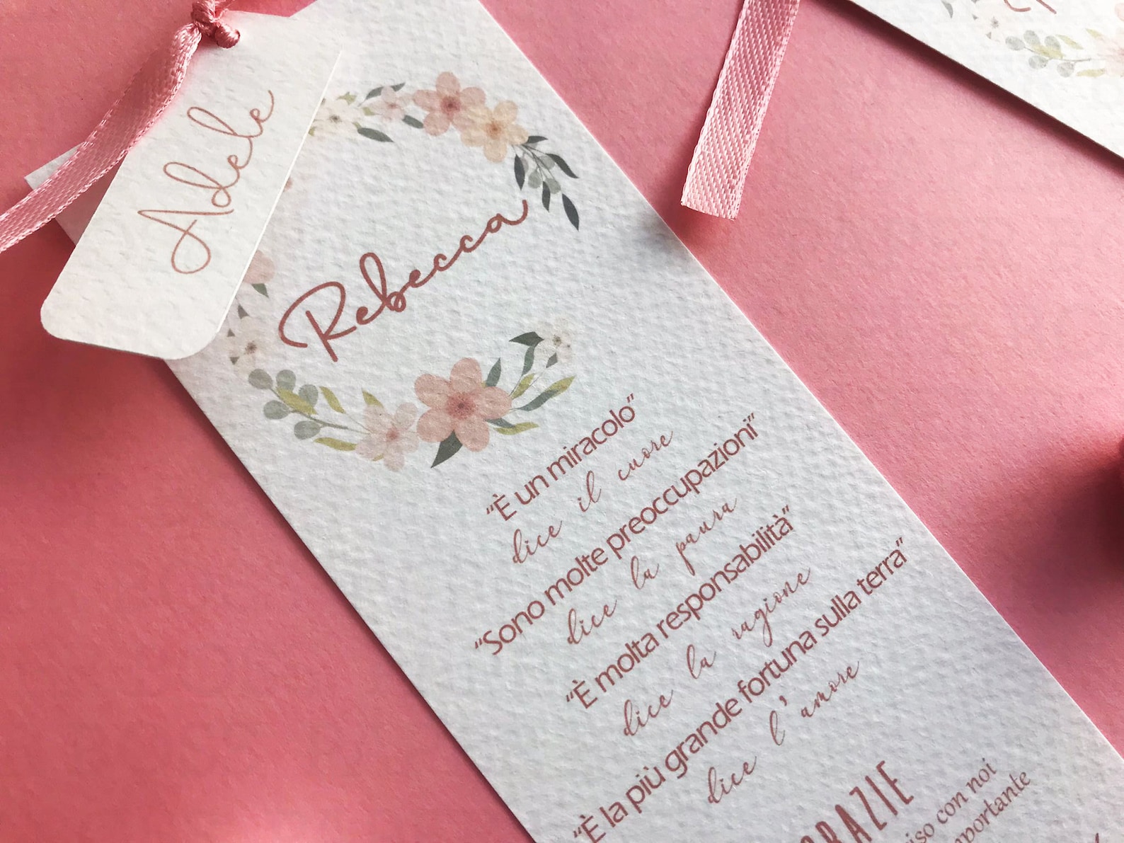 10 Segnaposto In Acrilico Trasparente Con Nastro Rosa – Vuoti Per Matrimoni, Feste E Decorazioni Fai Da Te - 2