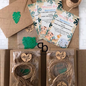 10 Inviti Battesimo tema Giungla, animali della foresta, compleanno tema safari, biglietti personalizzati jungle party