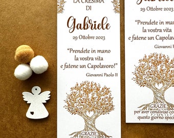 First Communion tree of life placeholder, placeholder cards for guests, tree themed confirmation, bronze colored party, male confirmation