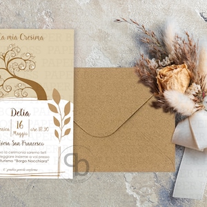 10 Inviti Cresima bambina, albero della vita, invito cresima bimbo personalizzato, inviti cresima personalizzati