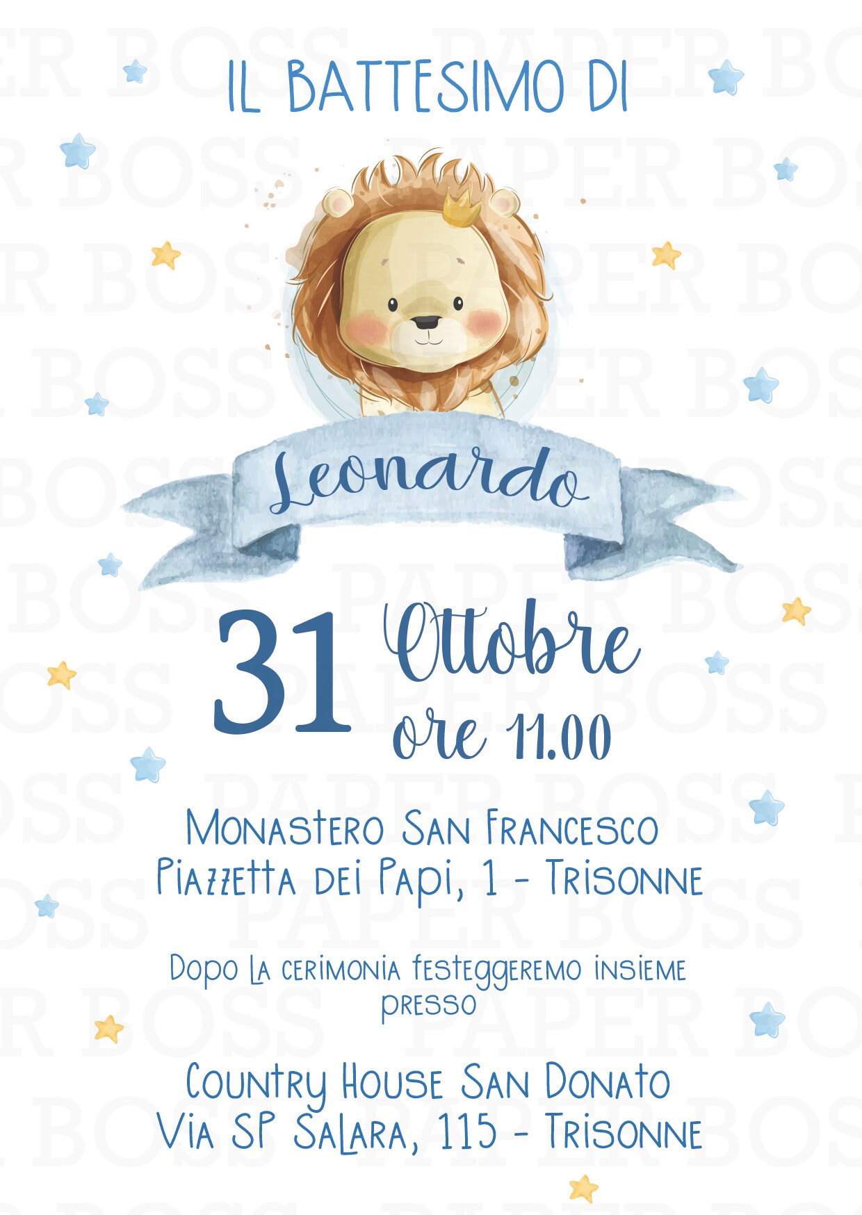 Inviti Battesimo Bambino - 32 Biglietti Partecipazione Eleganti Con Spazio Foto, Kit Completo Made In Italy - Foto 2