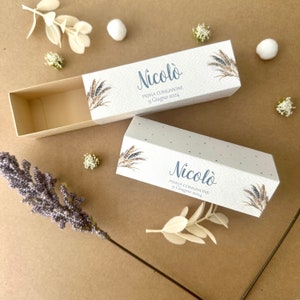 Scatoline porta confetti prima comunione, sacchetti personalizzati confettata, bomboniere cresima, spighe di grano, regalo invitati, panna