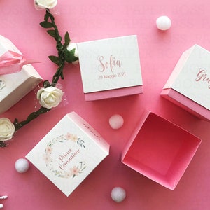 10 Scatoline personalizzate per confetti prima Comunione, confettata battesimo, compleanno bambina, bomboniera segnaposto