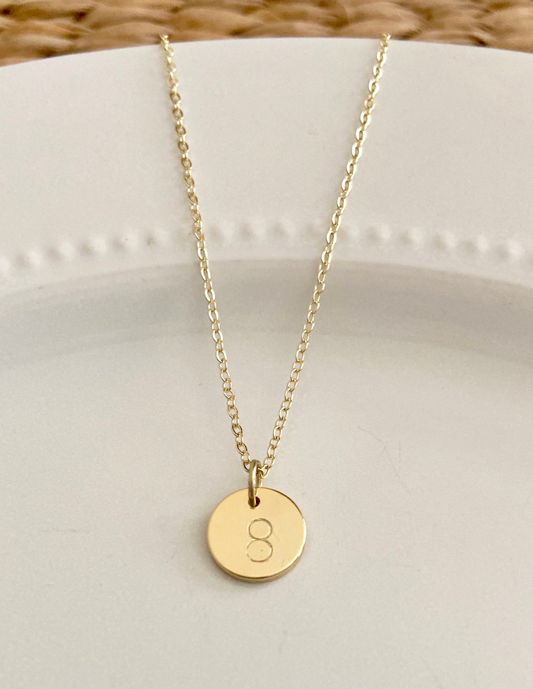 Enneagram Type 8 Hand Stamped Number Pendant Disc Necklace. - Etsy