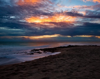 Amanecer sobre el océano: descarga digital/arte mural costero imprimible