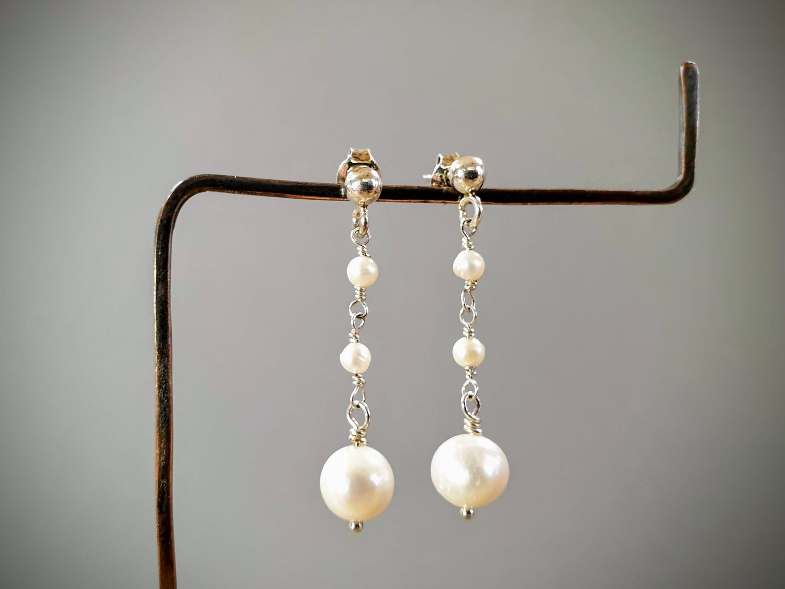 2 Size Pearl Earrings Fresh Water Pearl Drop Earrings Etsy