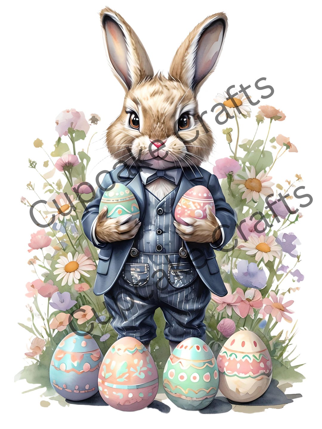 Digital Easter Bunny and Eggs Design Sublimation PNG File - Etsy