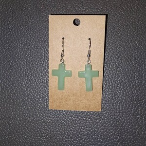 Dangle Earrings Stone Cross Gemstone / Religious First Communion or Confirmation gifts