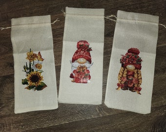 Completed Diamond Art Wine Bottle Bags / Gift Bags 4 options