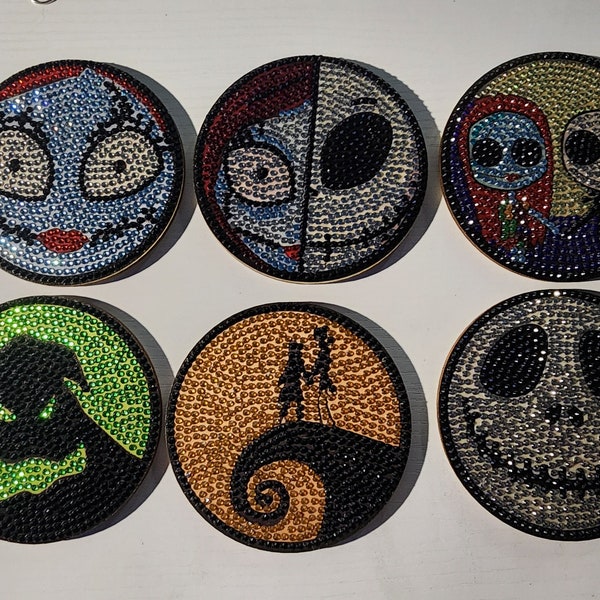 Completed Diamond Art Coasters Nightmare Themed Set of 6