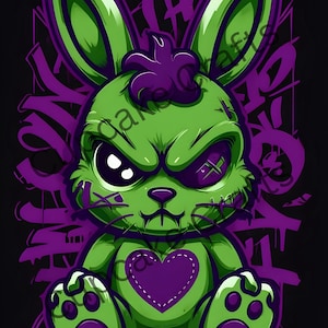 Digitale Graffiti Bunny Design Sublimation PNG Datei