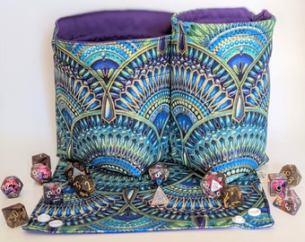 Mollymauk Inspired Dice Bag and Tray: Peacock DnD Gift
