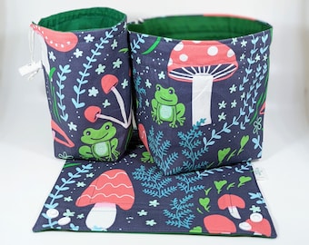 Mushrooms and Frogs Collection / DnD Accessories / Small Dice Bag, Large Dice Bag, Dice Tray / Dungeons and Dragons Gift / DnD Christmas