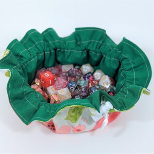 Poppies and leaves watercolor dice bag and dice tray all in one / Dungeons and Dragons cute dice bag, dice tray / D&D gift for women / Druid