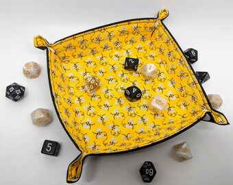 Hello Bees / Reversible collapsible dice tray / Bees / Critters / Druids / RPG / DnD / Tabletop Gaming Gift