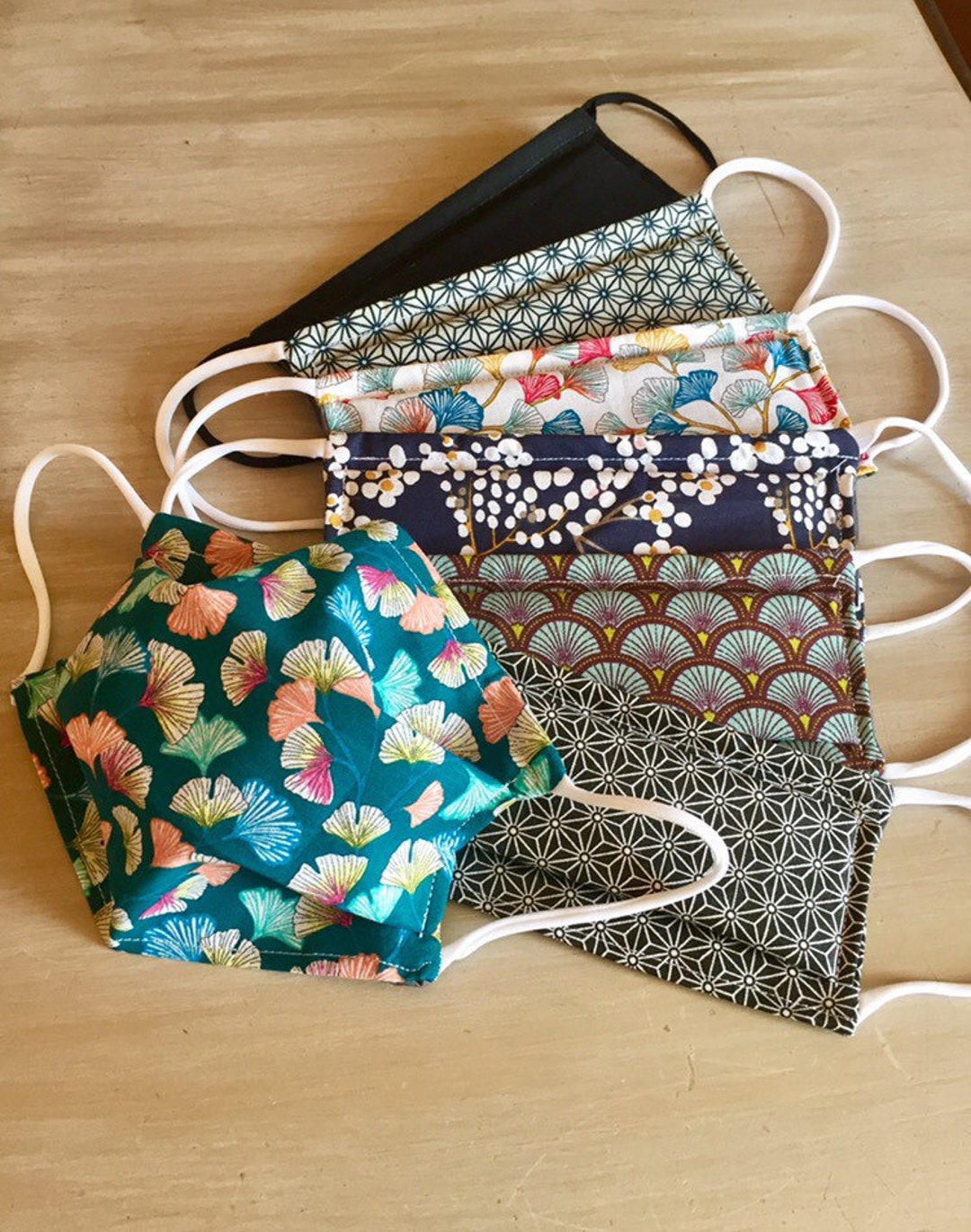 Lot De 10 Masques Protection Tissu Lavable Noir Avec Attache Coloris