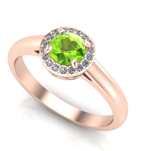 Peridot Round Gemstone Ring, Solitaire Ring, 925 Sterling Silver Ring, Vintage Ring, Solitaire Ring, Promise Ring, Birthday Gift Dainty Ring