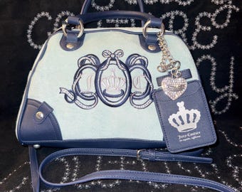 Juicy Couture Lovers Club Bowler Bag Satchel Crossbody Pastel Turquoise New
