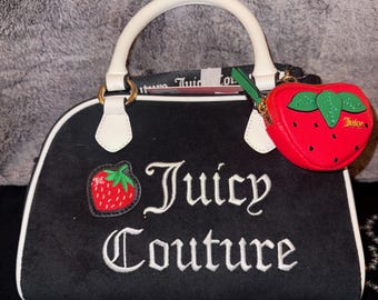 Juicy Couture Sweet N Juicy Apple Satchel, Black Crossbody New Strawberry