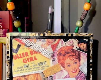 Vintage Wooden Decoupage I Love Lucy Cigar Box Purse