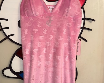 Juicy Couture Pink Rhinestone Logo Nightgown Intimates Velour Sleepwear Size Small