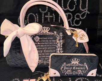 Juicy Couture Fairytale Juicy tale Bowler Once Upon A Time Liquorice Quilted Set