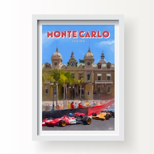 Monaco, stampa d'arte del casinò di Monte Carlo e carta