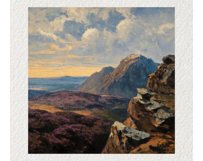 Vintage Scottish Scene Oil Painting Fine Art Print & Greetings Card