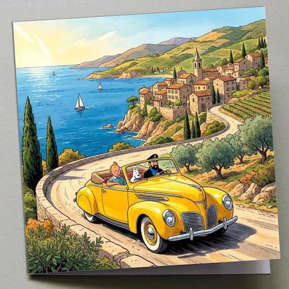 Personalised Birthday Card - TinTin in the Mediterranean