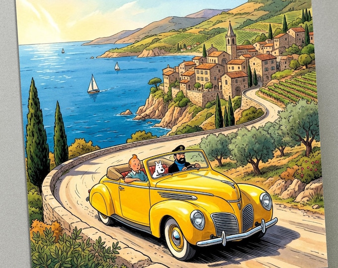 Personalised Birthday Card - TinTin in the Mediterranean