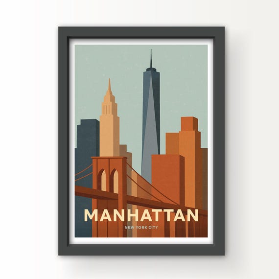 Manhattan, New York City Art Print and Greetings Card