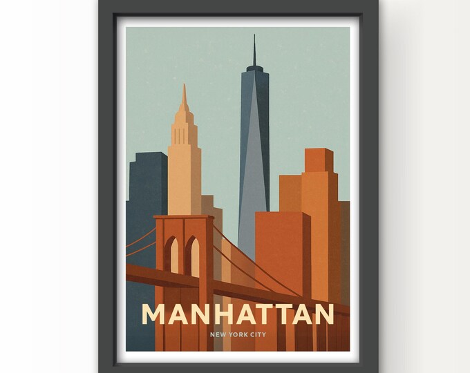 Manhattan, New York City Art Print and Greetings Card