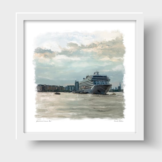 Greenwich Cruise Port, London Art Print & Greetings Card