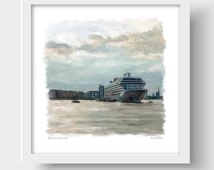 Greenwich Cruise Port, London Art Print & Greetings Card