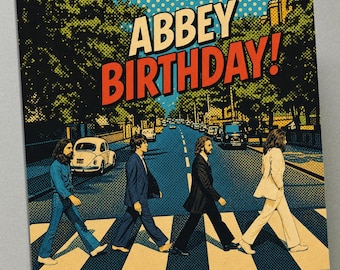Personalisierte Geburtstagskarte - Die Beatles durch die Abtei von Road